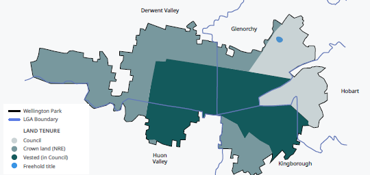 Map of land ownership in Wellington Park