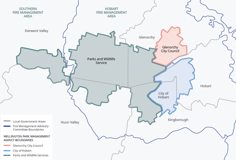 Map showing the strategic bushfire management plans in place for Wellington Park