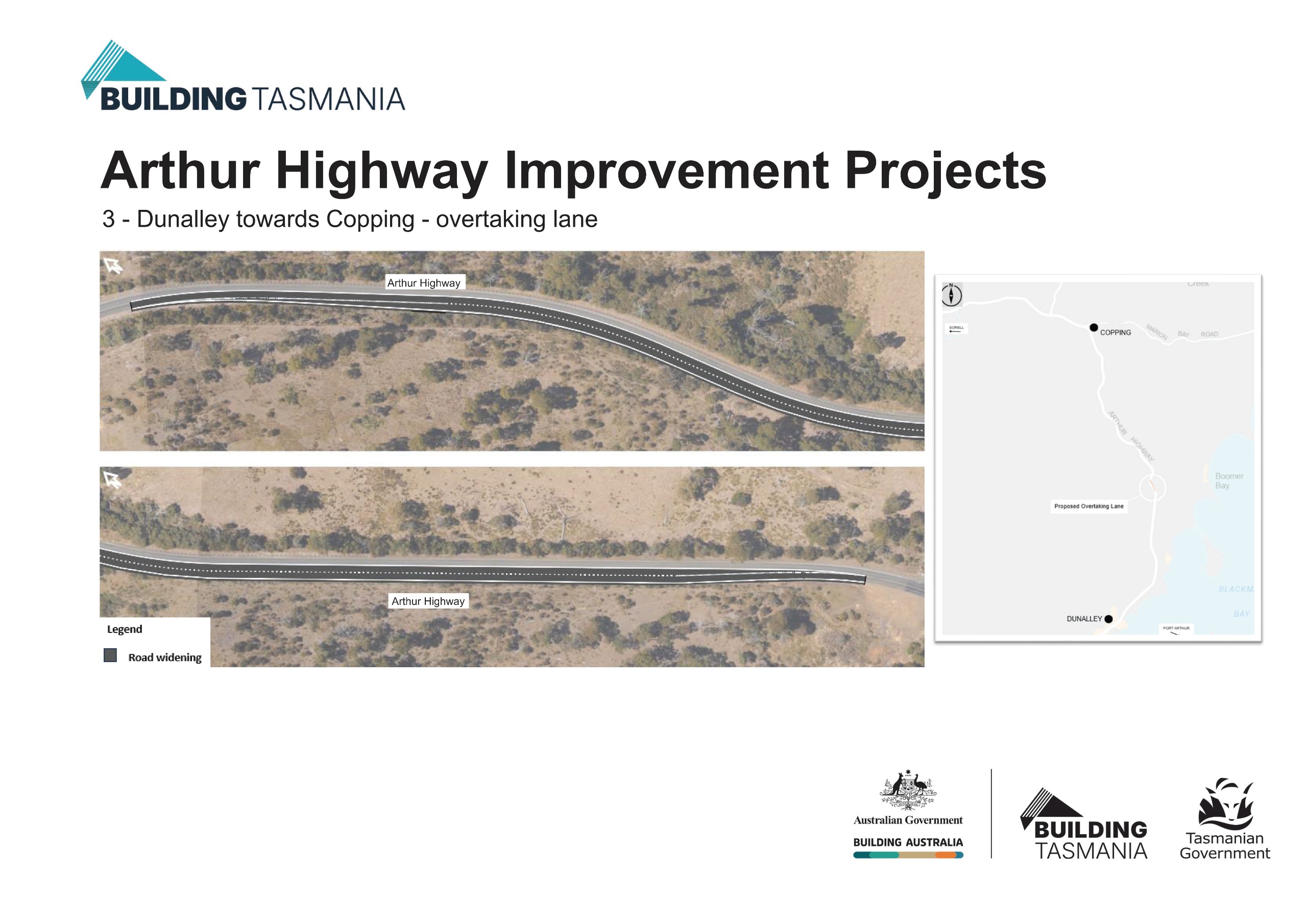 Image of the concept plan for the Dunalley towards Copping overtaking lane project