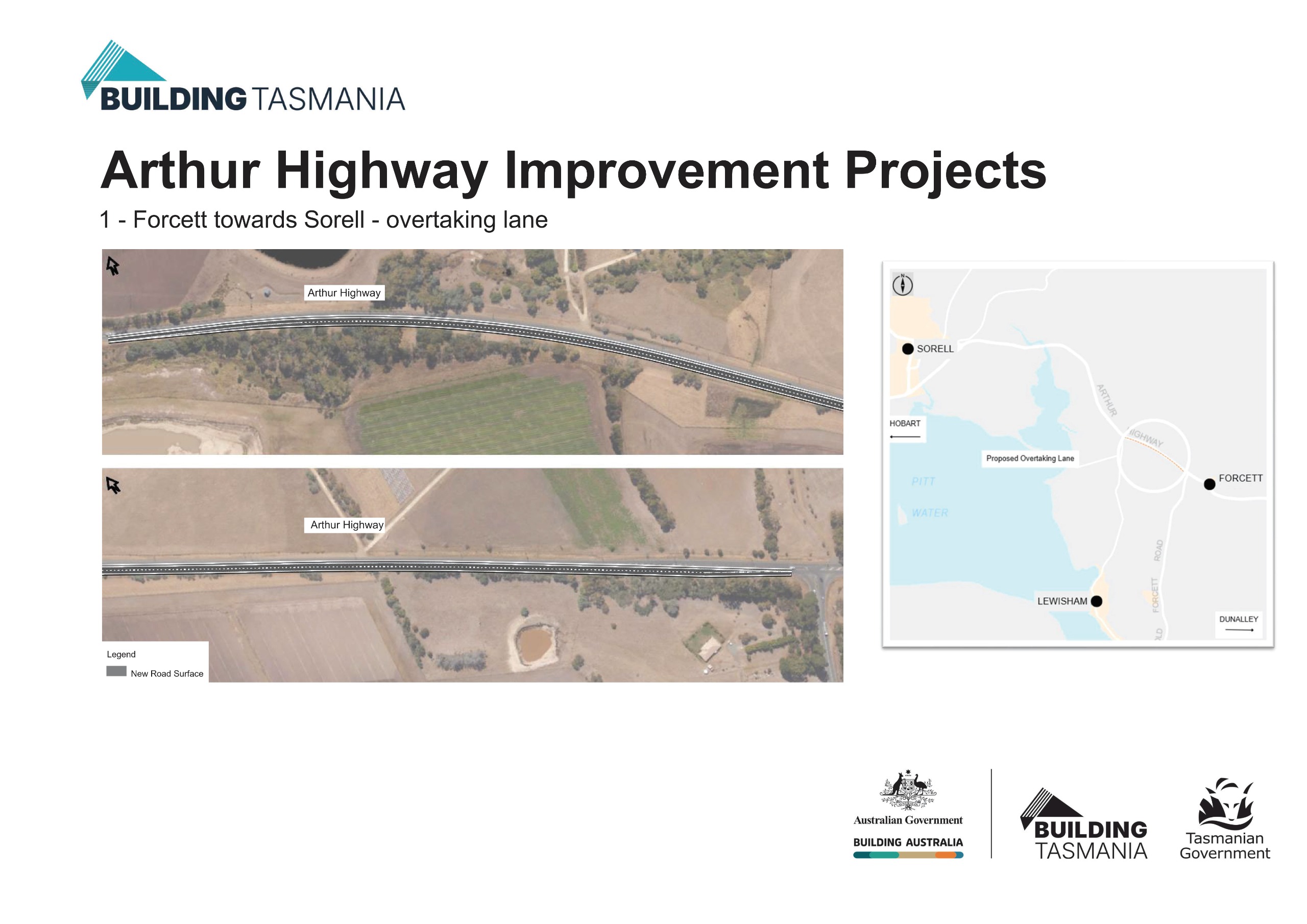 Image of the concept plan for the Forcett towards Sorell overtaking lane project